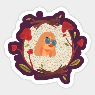 woman with flowers Sticker